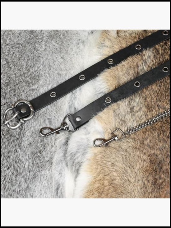 Faux Leather Metal Chain Belt, Vintage Adjustable Thin Belt For Women main image 7
